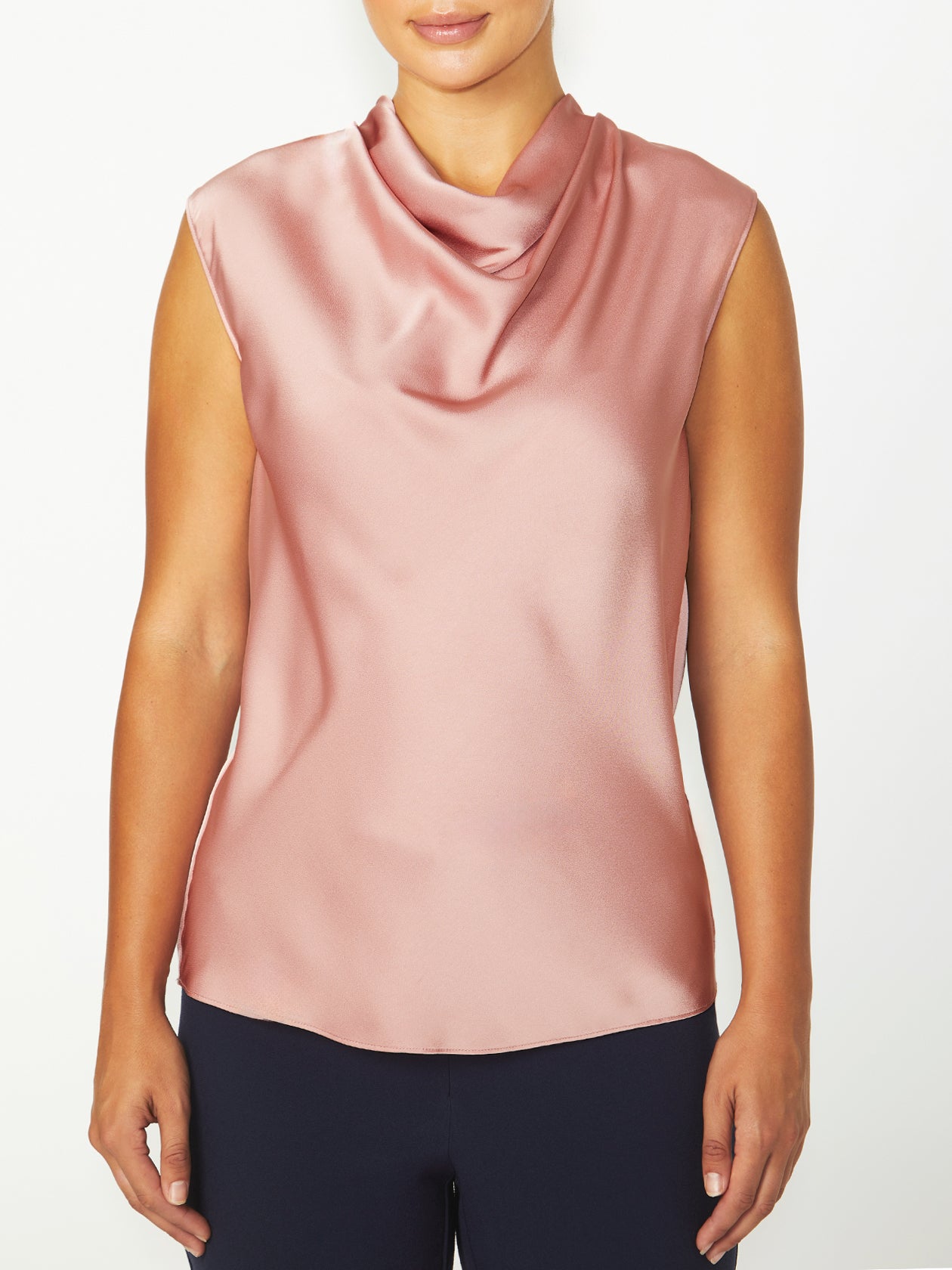 Women's Crepe Cowl Neck Top in Pink | Amity