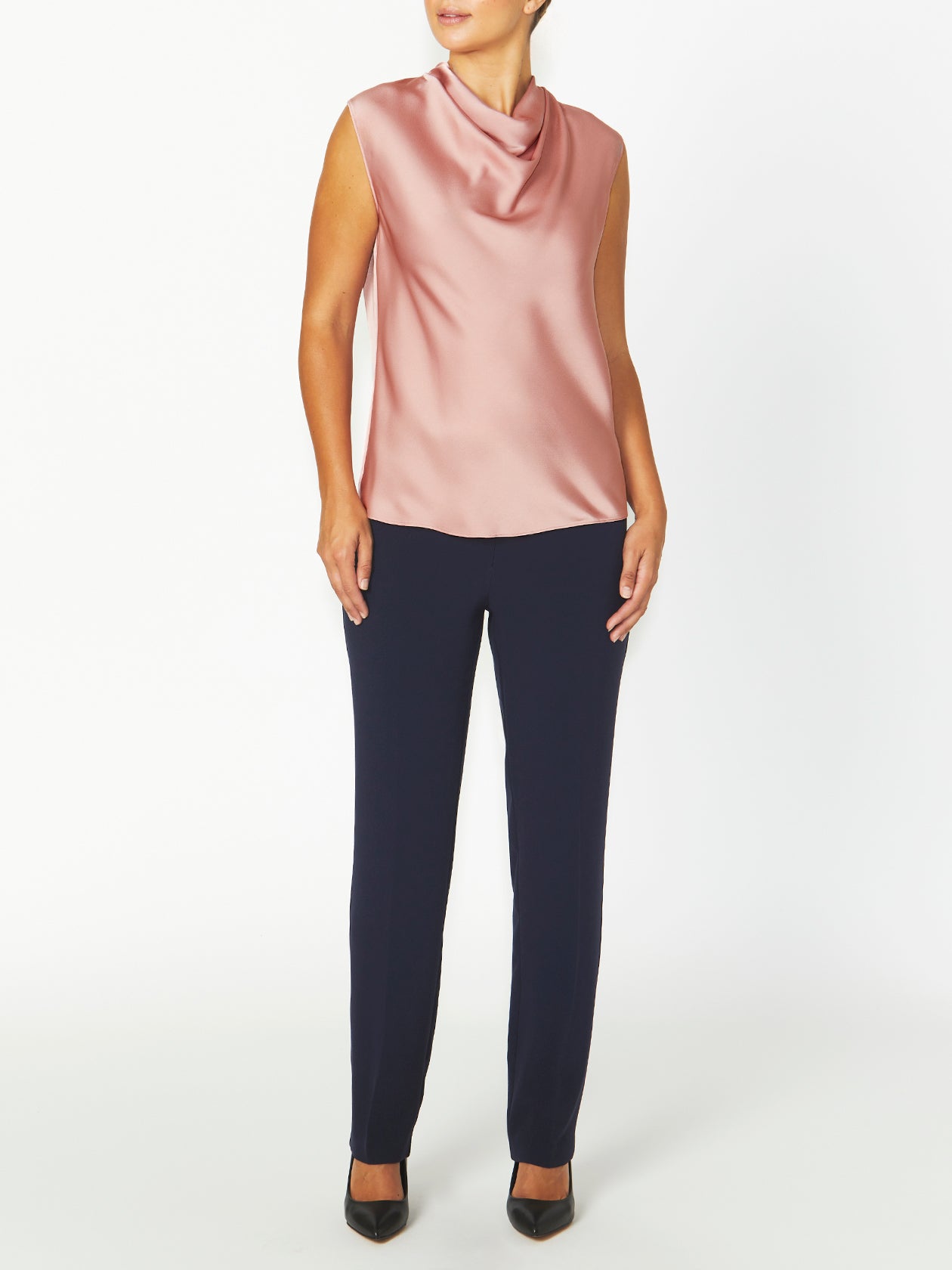 Women's Crepe Cowl Neck Top in Pink | Amity