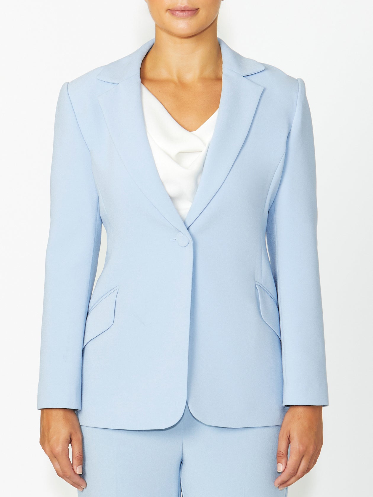 Women's Crepe Easy Fit Jacket in Blue | Lola