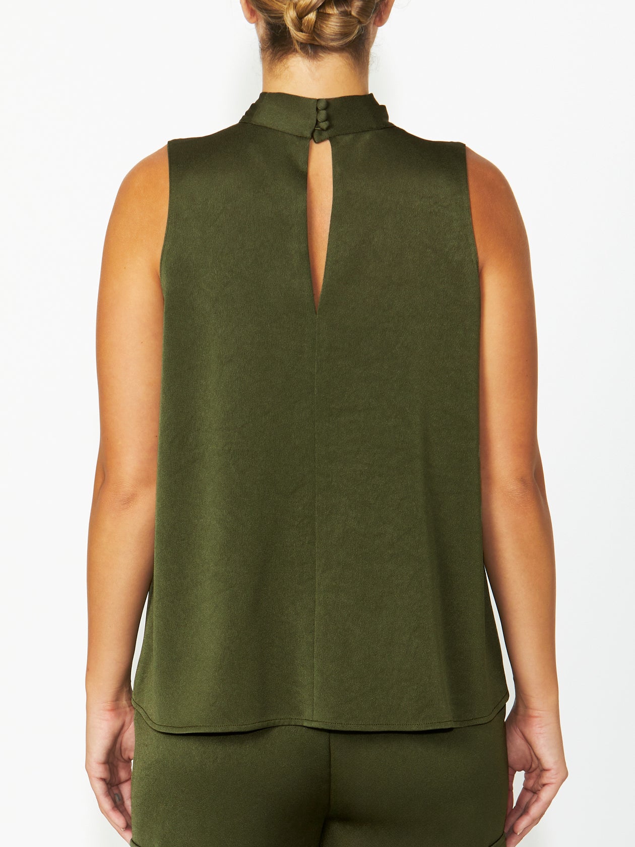 Women's Crepe Easy Fit Top in Green | Claudia