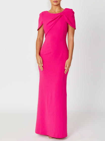 Women's Crepe Floor Length Gown in Pink | Juno