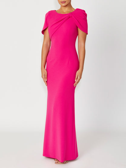 Women's Crepe Floor Length Gown in Pink | Juno