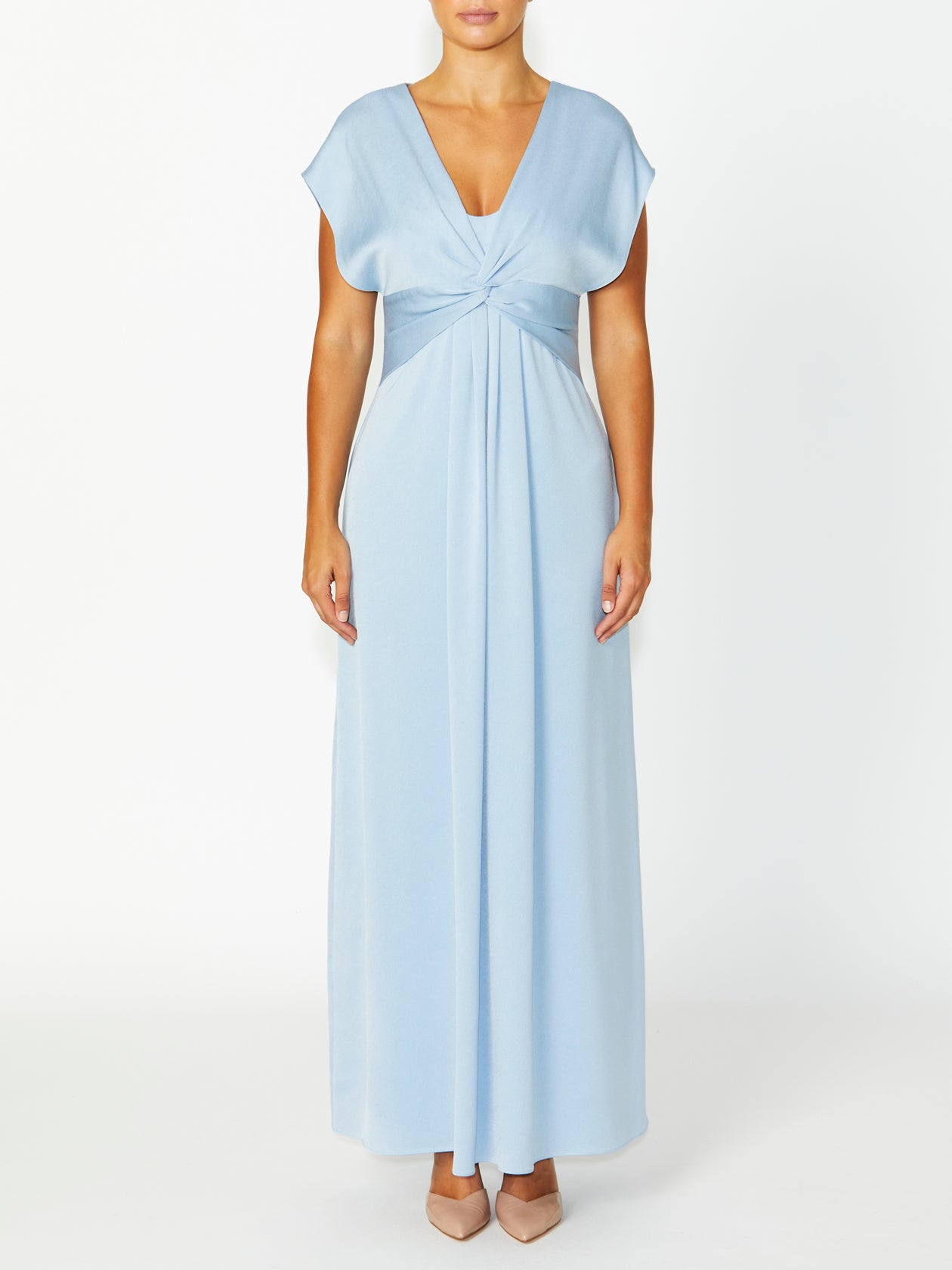 Women's Crepe Floor Length Gown in Blue | Lucia