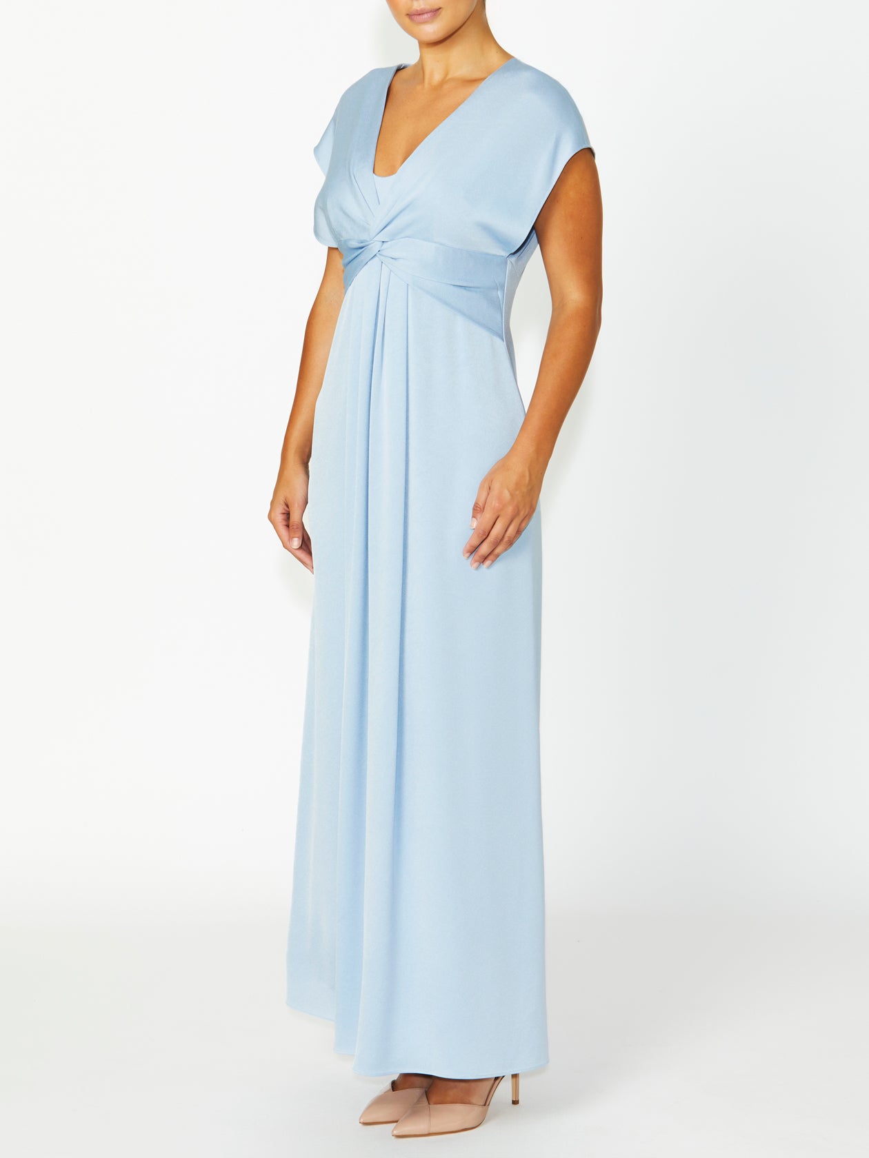 Women's Crepe Floor Length Gown in Blue | Lucia