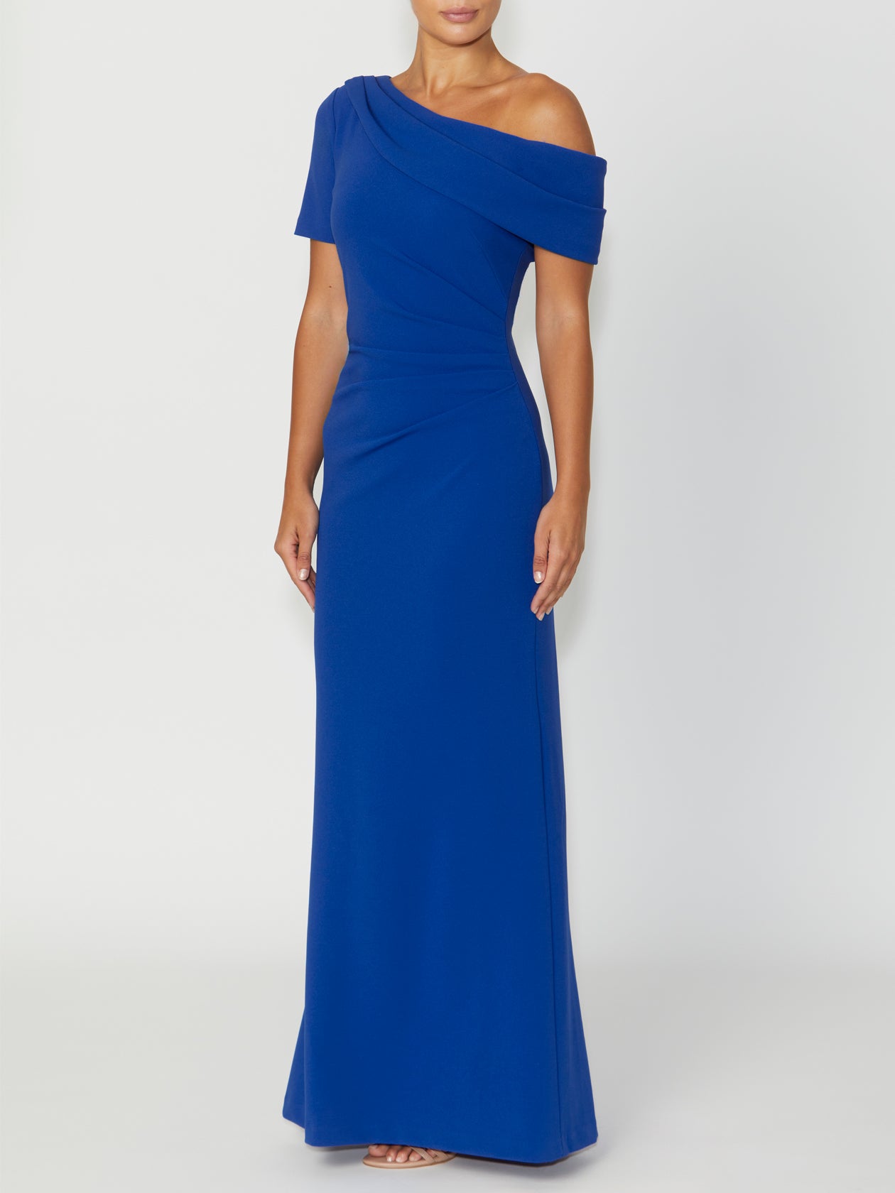 Women's Crepe Floor Length Gown in Blue | Sasha