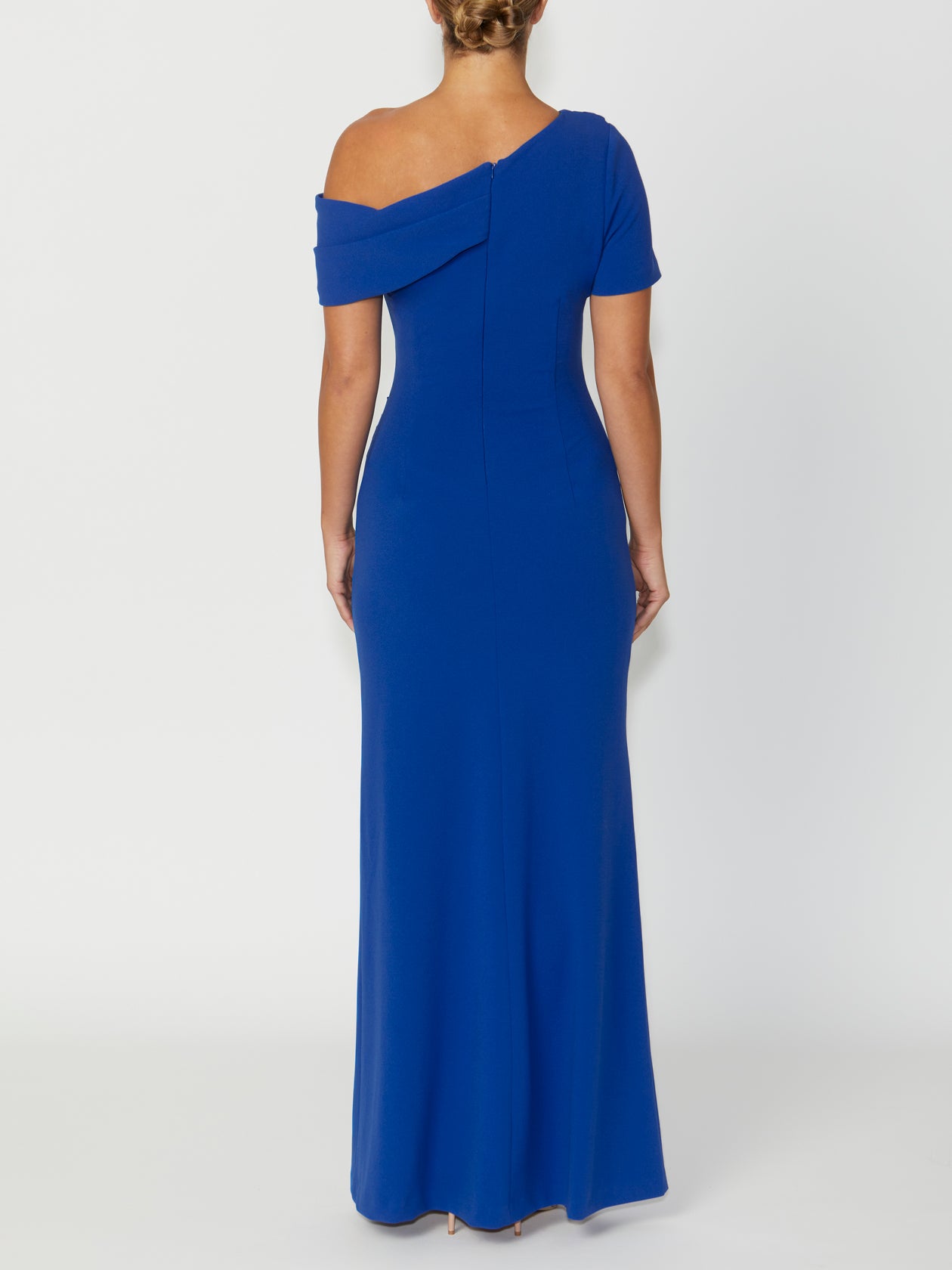 Women's Crepe Floor Length Gown in Blue | Sasha