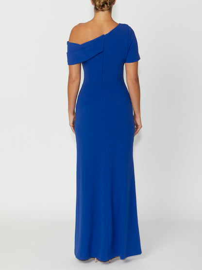 Women's Crepe Floor Length Gown in Blue | Sasha