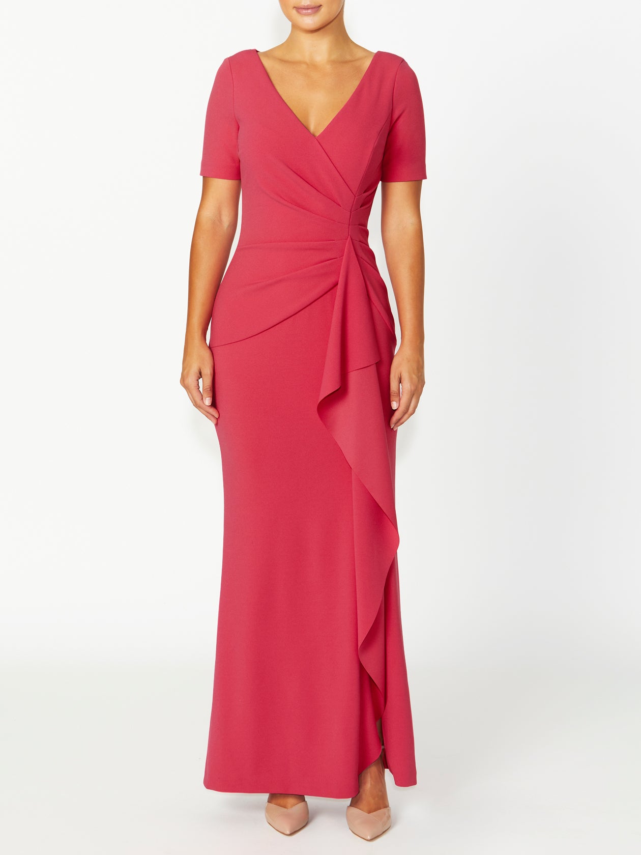 Women's Crepe Floor Length Gown in Pink | Harlow