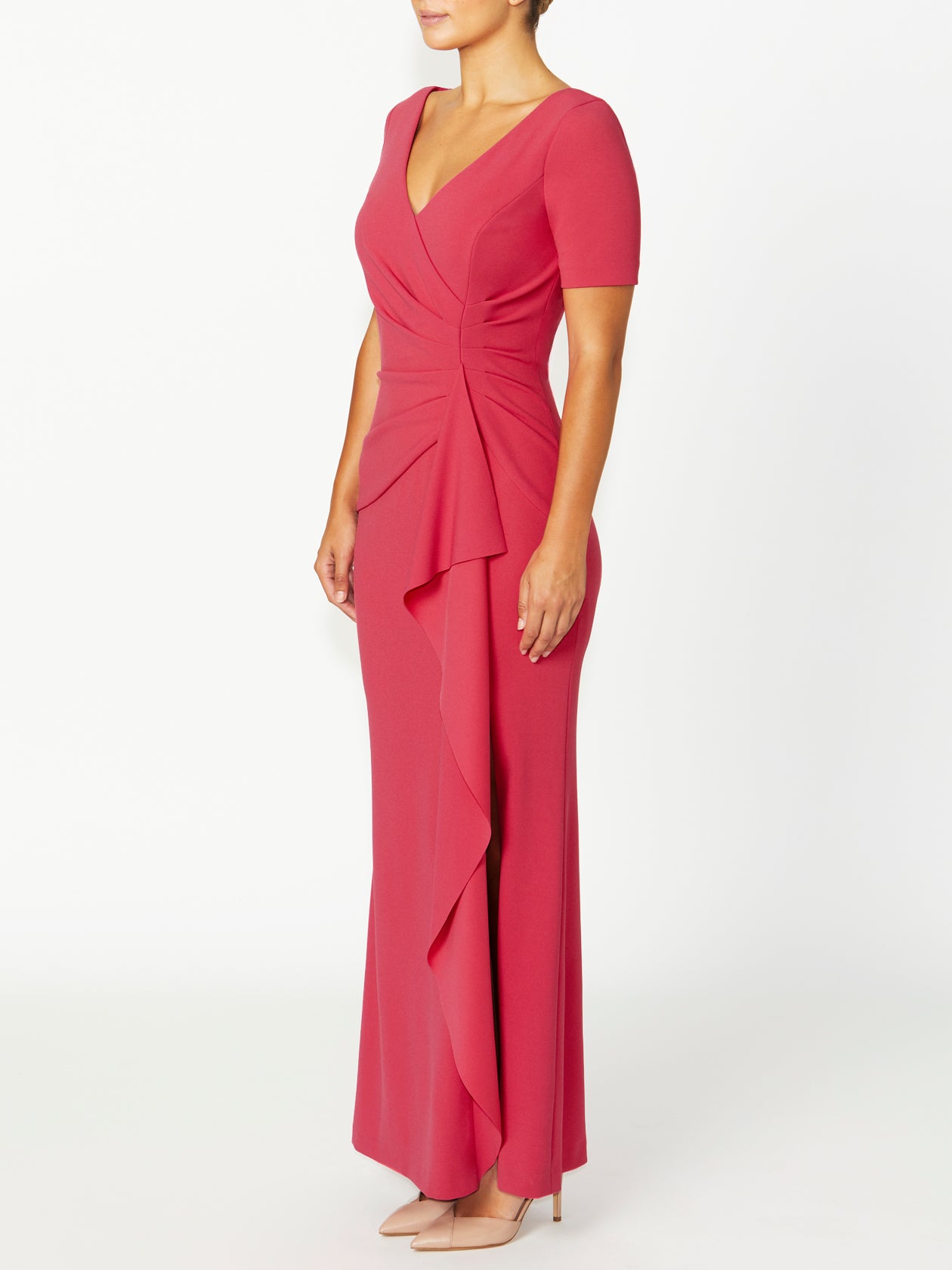 Women's Crepe Floor Length Gown in Pink | Harlow