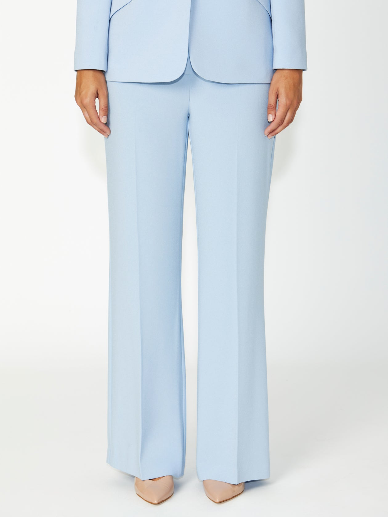 Women's Crepe Mid Rise Pant in Blue | Elsie