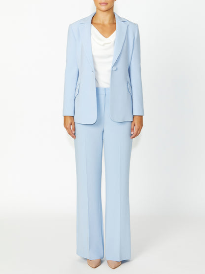 Women's Crepe Mid Rise Pant in Blue | Elsie