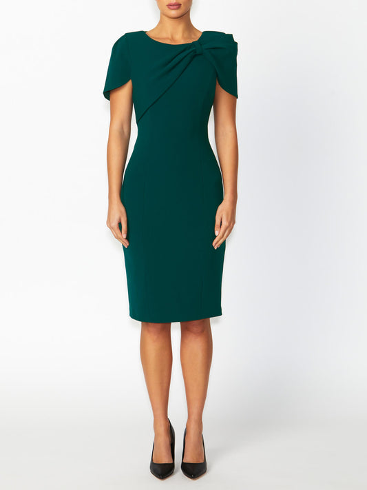 Women's Crepe Shift Dress in Green | Juno