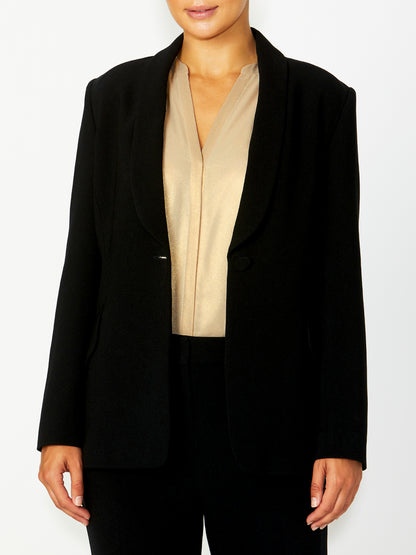 Women's Crepe Single Button Jacket in Black | Quinn