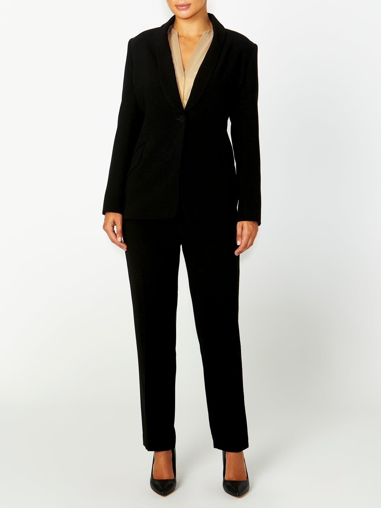 Women's Crepe Single Button Jacket in Black | Quinn