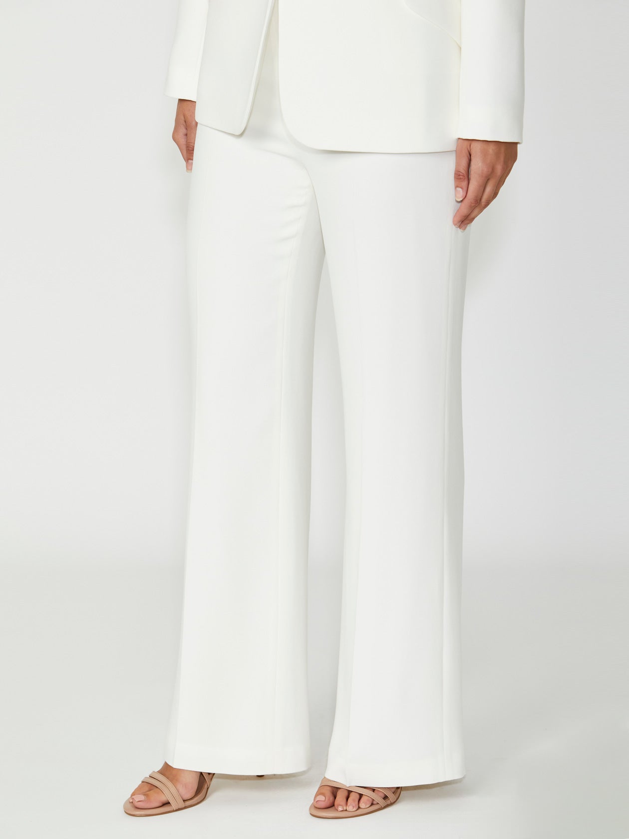 Women's Crepe Wide Leg Pant in Ivory | Santina