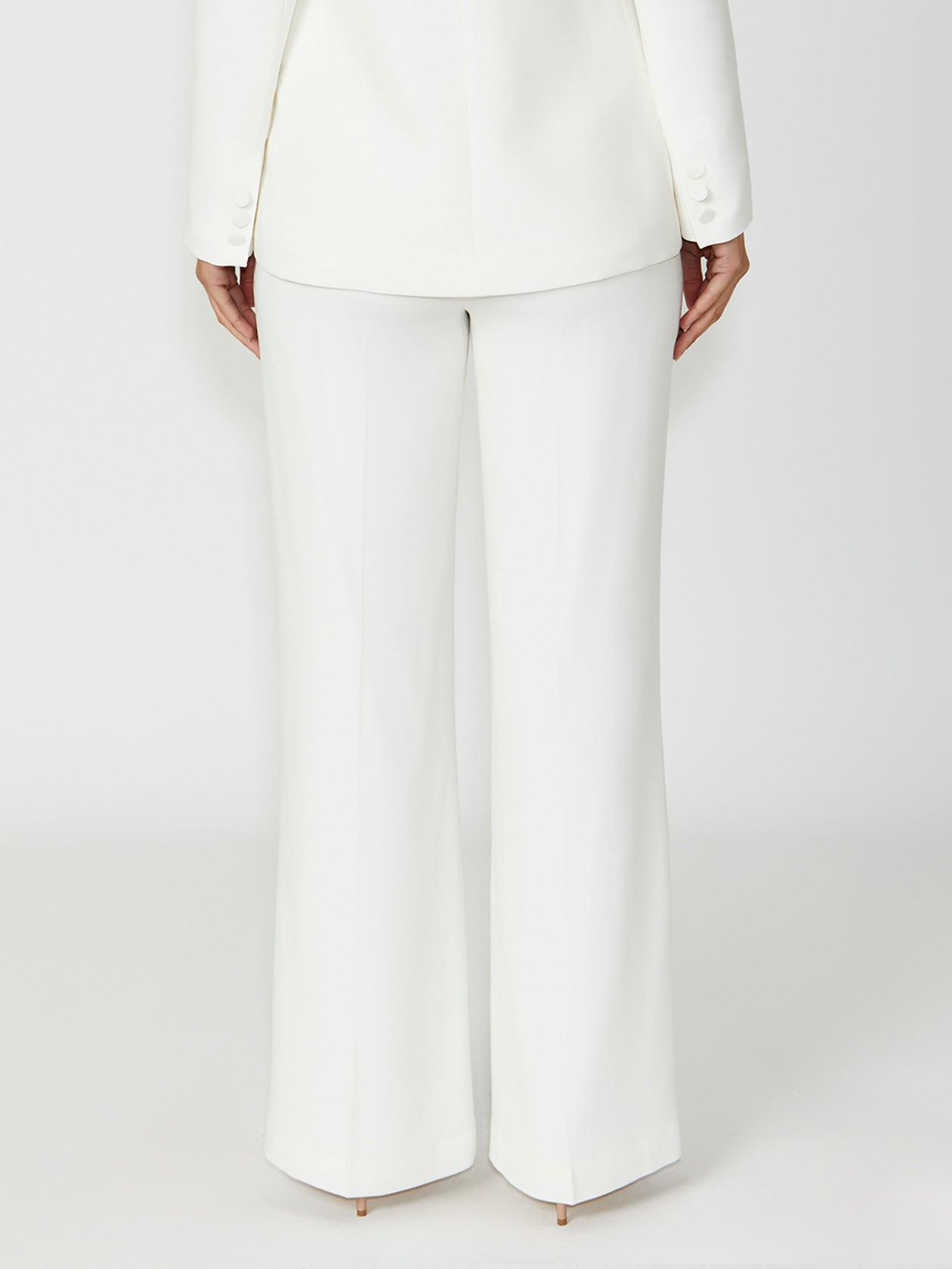 Women's Crepe Wide Leg Pant in Ivory | Santina