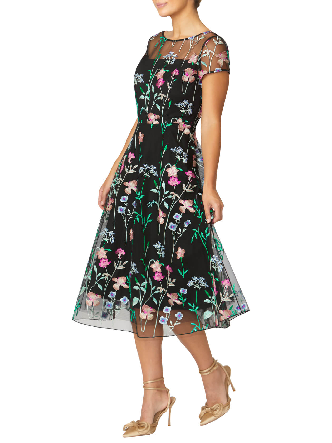 Leila Black Floral A Line Dress