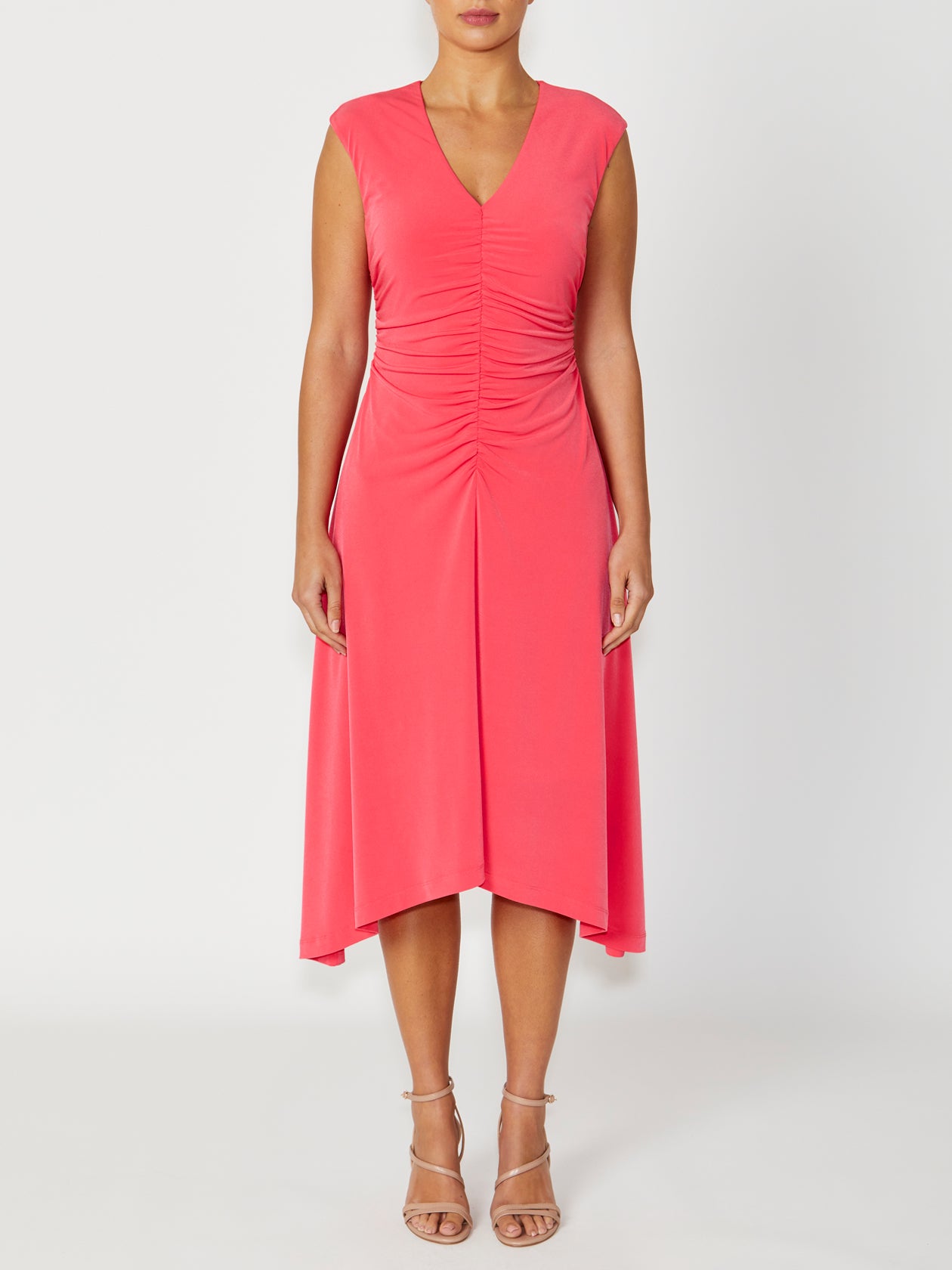 Women's Jersey Asymmetrical Dress in Pink | Lucinda