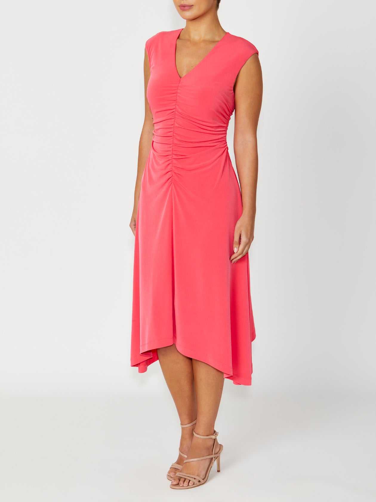 Women's Jersey Asymmetrical Dress in Pink | Lucinda