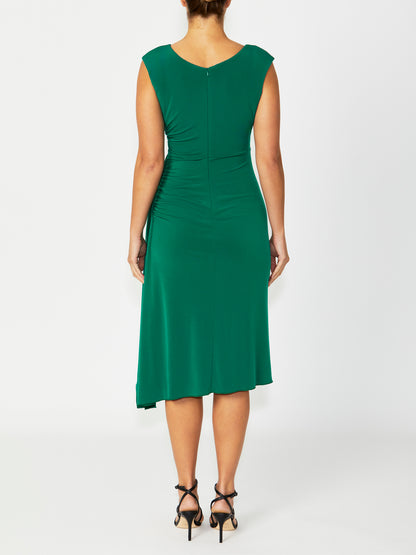 Women's Jersey Asymmetrical Dress in Green | Amber