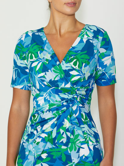 Women's Jersey Crossover Front Dress in Print