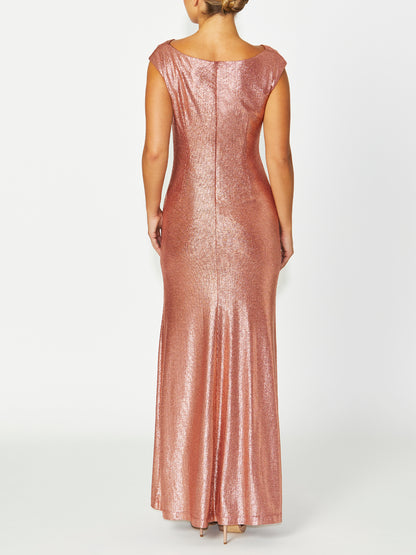 Women's Jersey Floor Length Gown in Pink | Elsie