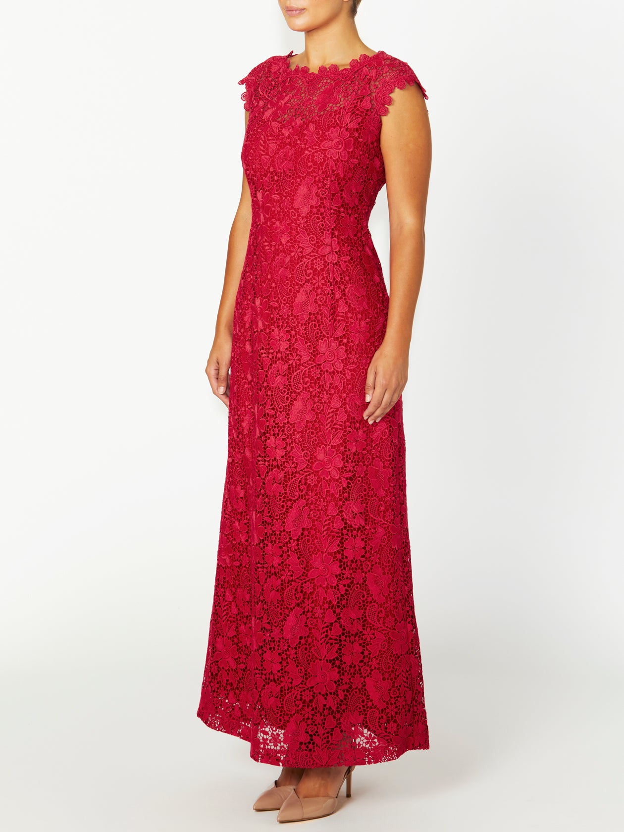 Women's Lace Floor Length Gown in Pink | Millicent