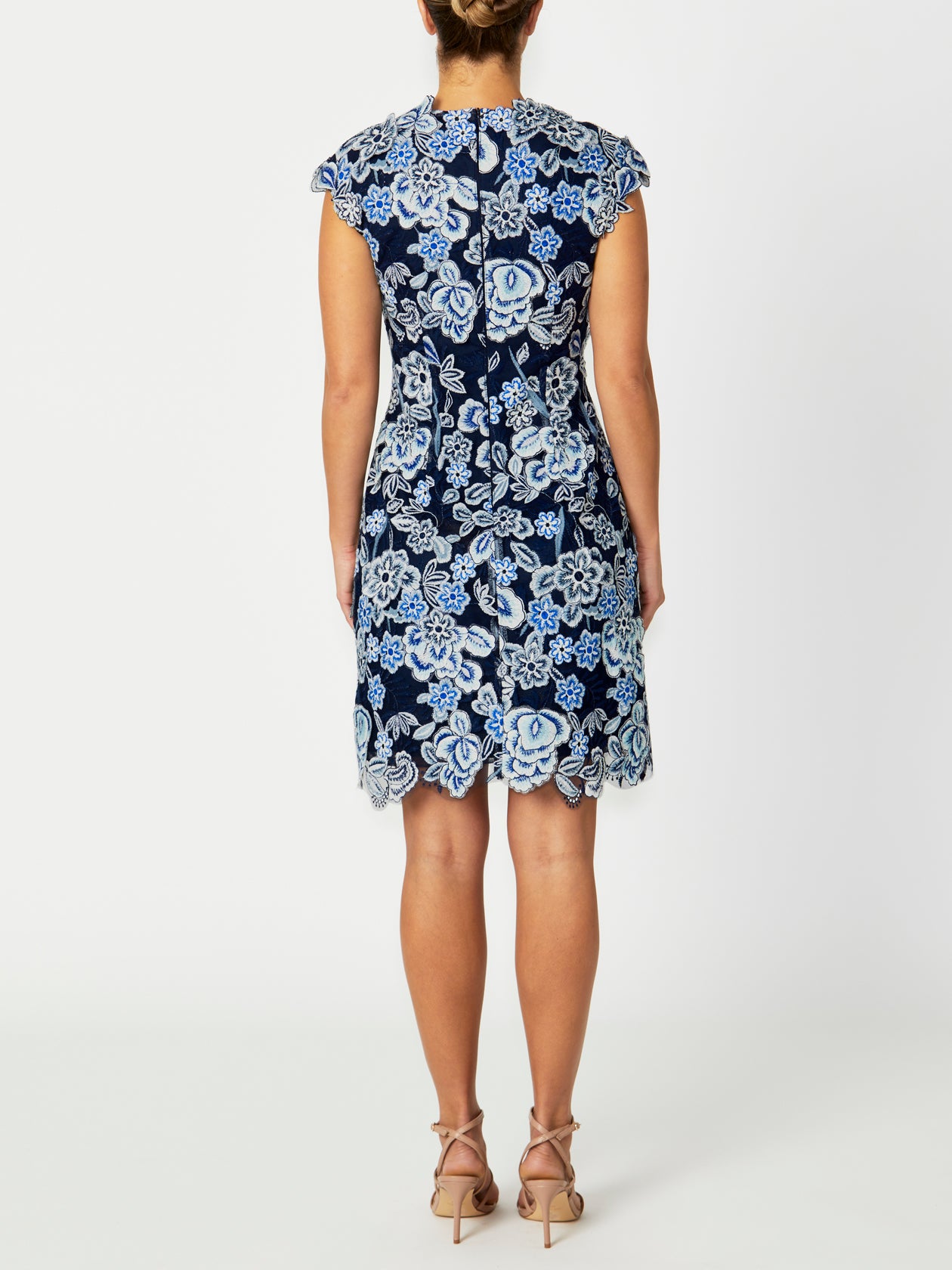 Women's Lace High Neck Dress in Navy | Ruby