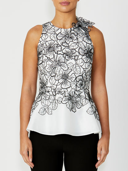 Women's Lace Peplum Top in Black | Cece