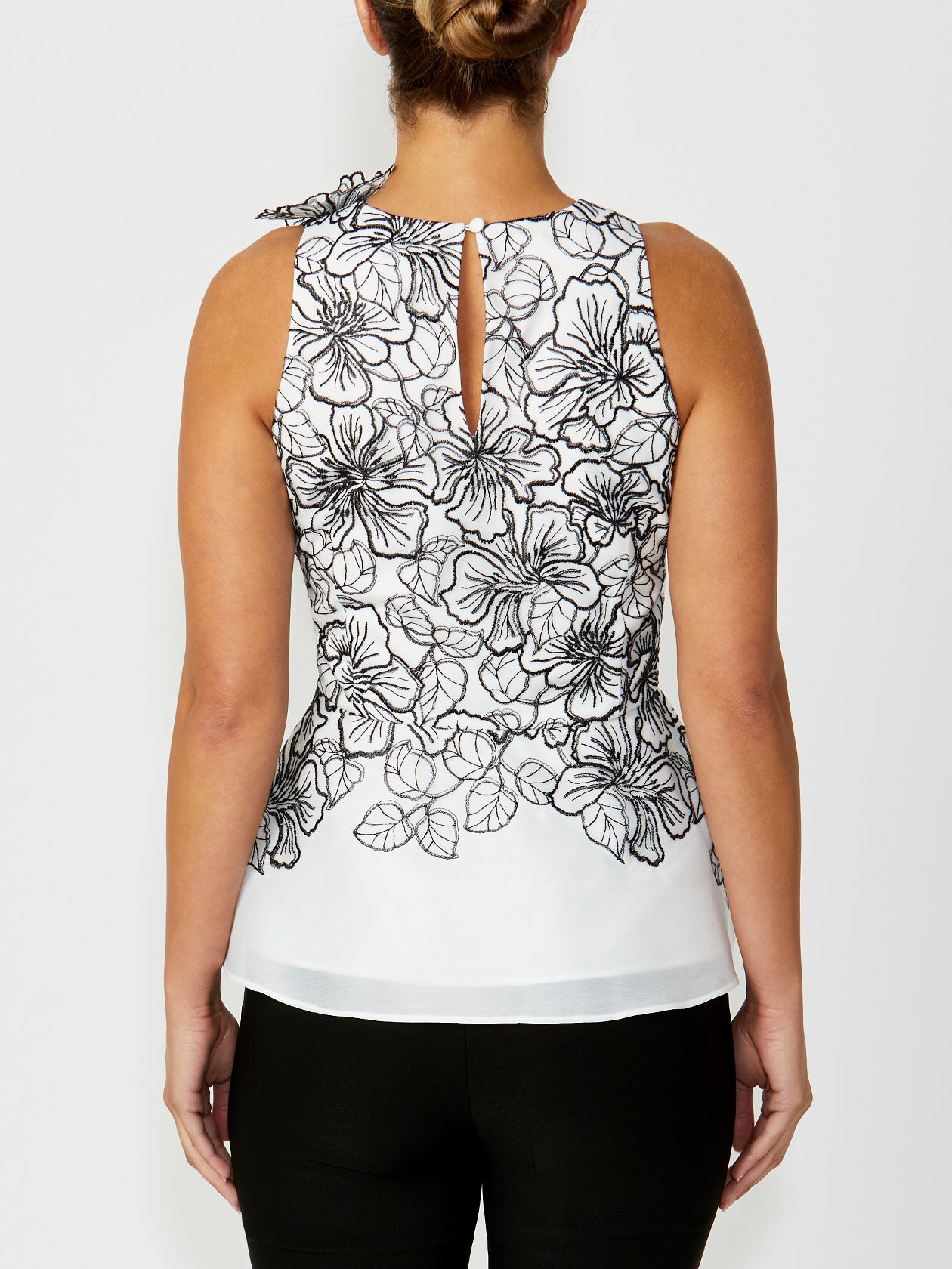 Women's Lace Peplum Top in Black | Cece