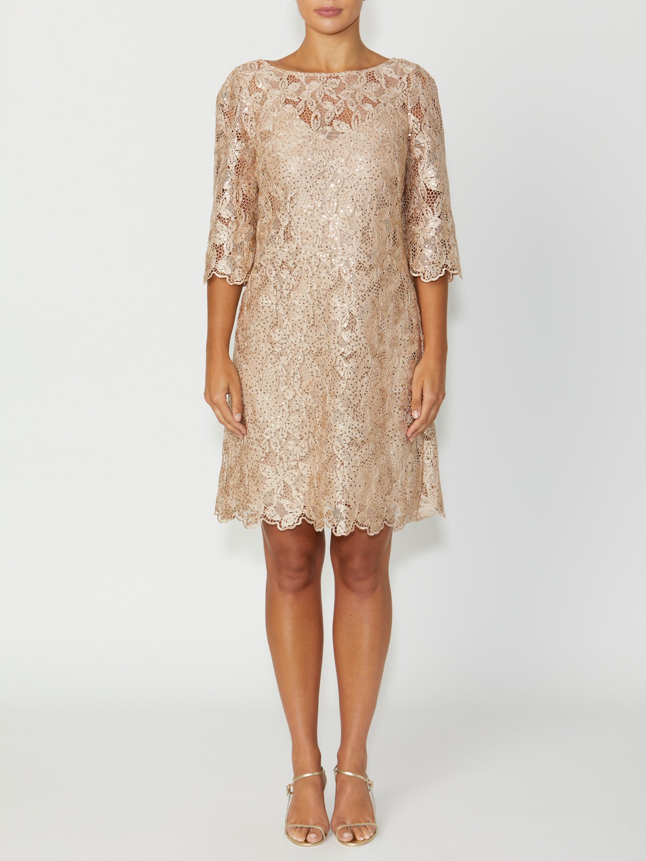 Women's Lace Tunic Dress in Gold | Geneieve