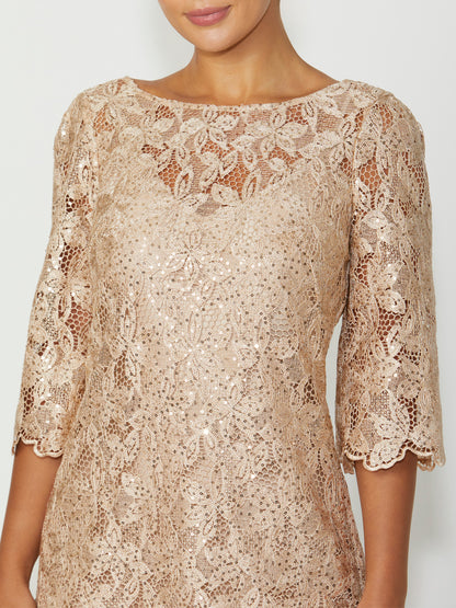 Women's Lace Tunic Dress in Gold | Geneieve