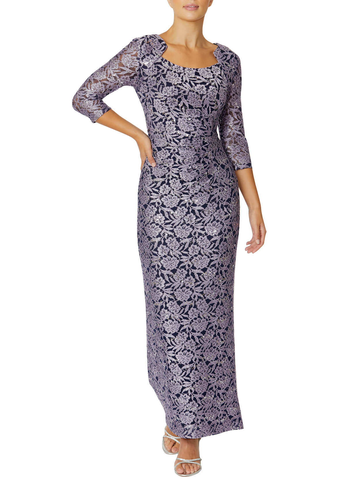 Women s Sequin Floor Length Gown in Purple Helena