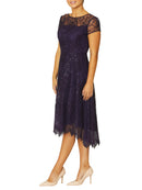 Women's Sequin Mesh A-Line Dress in Purple | Stellar