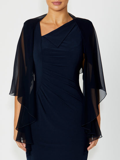 Women's Silk Wrap Shrug in Navy