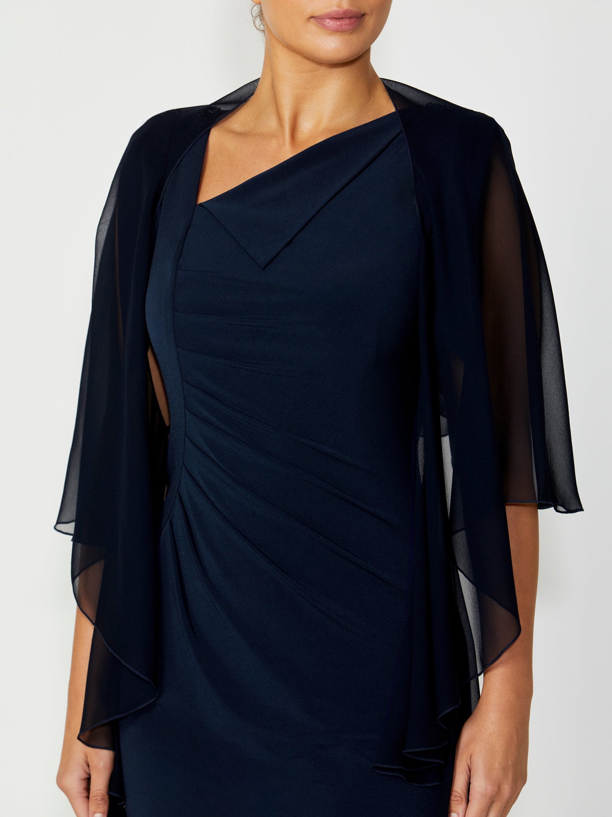 Women's Silk Wrap Shrug in Navy