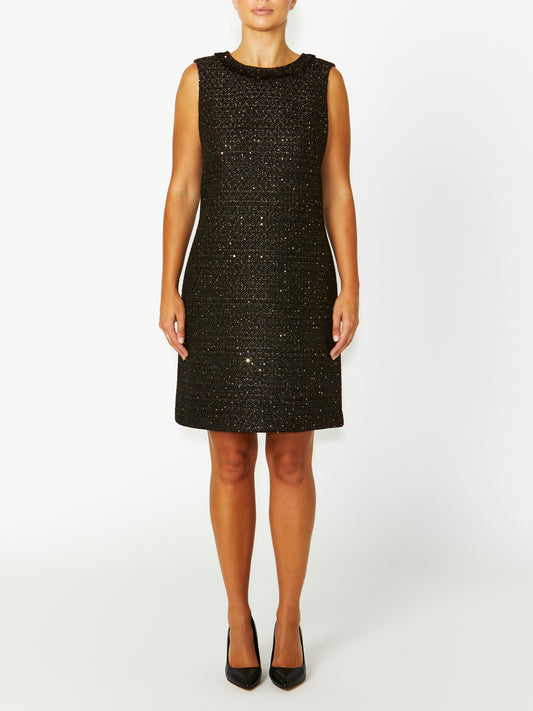 Women's Tweed Easy Fit Dress in Black | Peggy