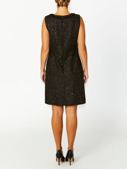 Women's Tweed Easy Fit Dress in Black | Peggy