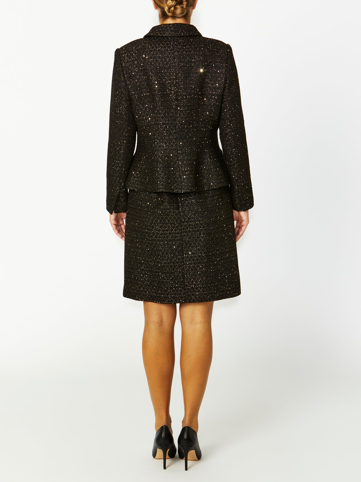 Women's Tweed Easy Fit Jacket in Black | Cara