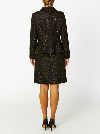 Women's Tweed Easy Fit Jacket in Black | Cara