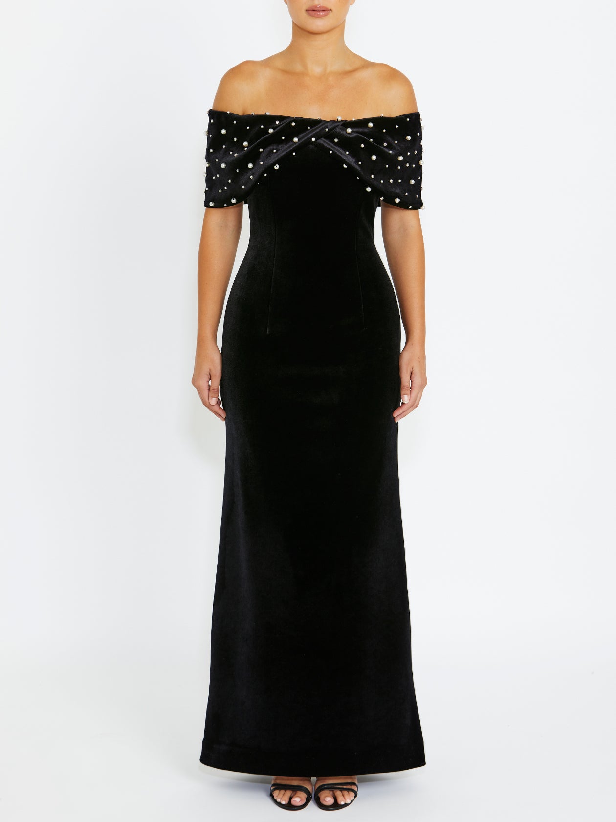 Lila Black Velour Gown