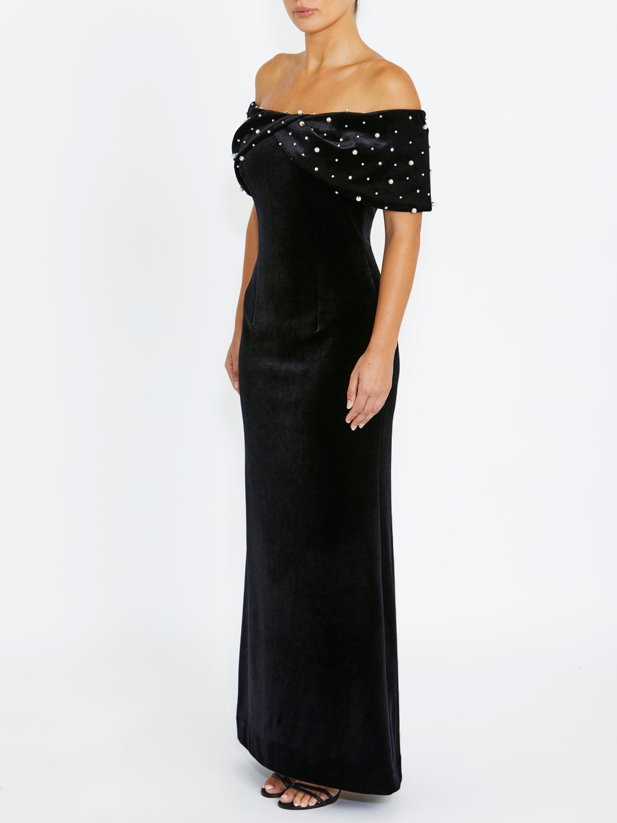 Lila Black Velour Gown