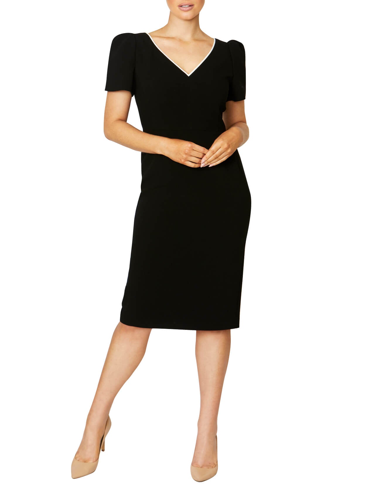 Black crepe shift clearance dress