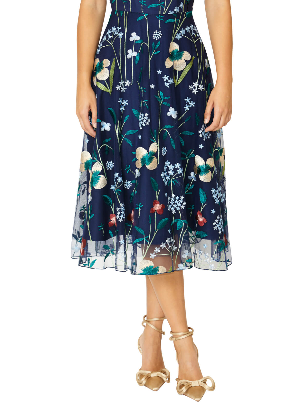 Leila Navy Floral A Line Dress 8 Navy