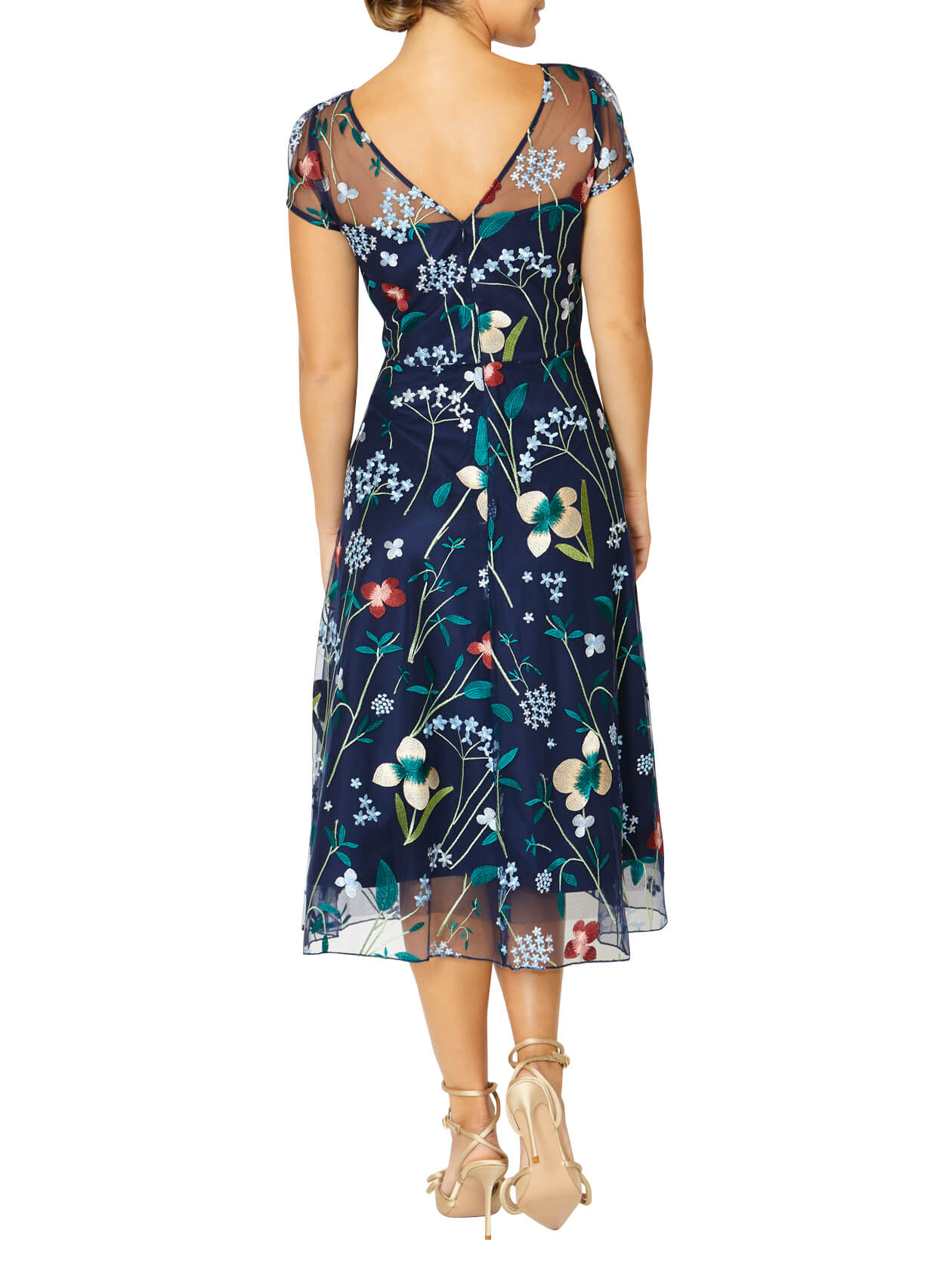 Navy floral 2025 embroidered dress